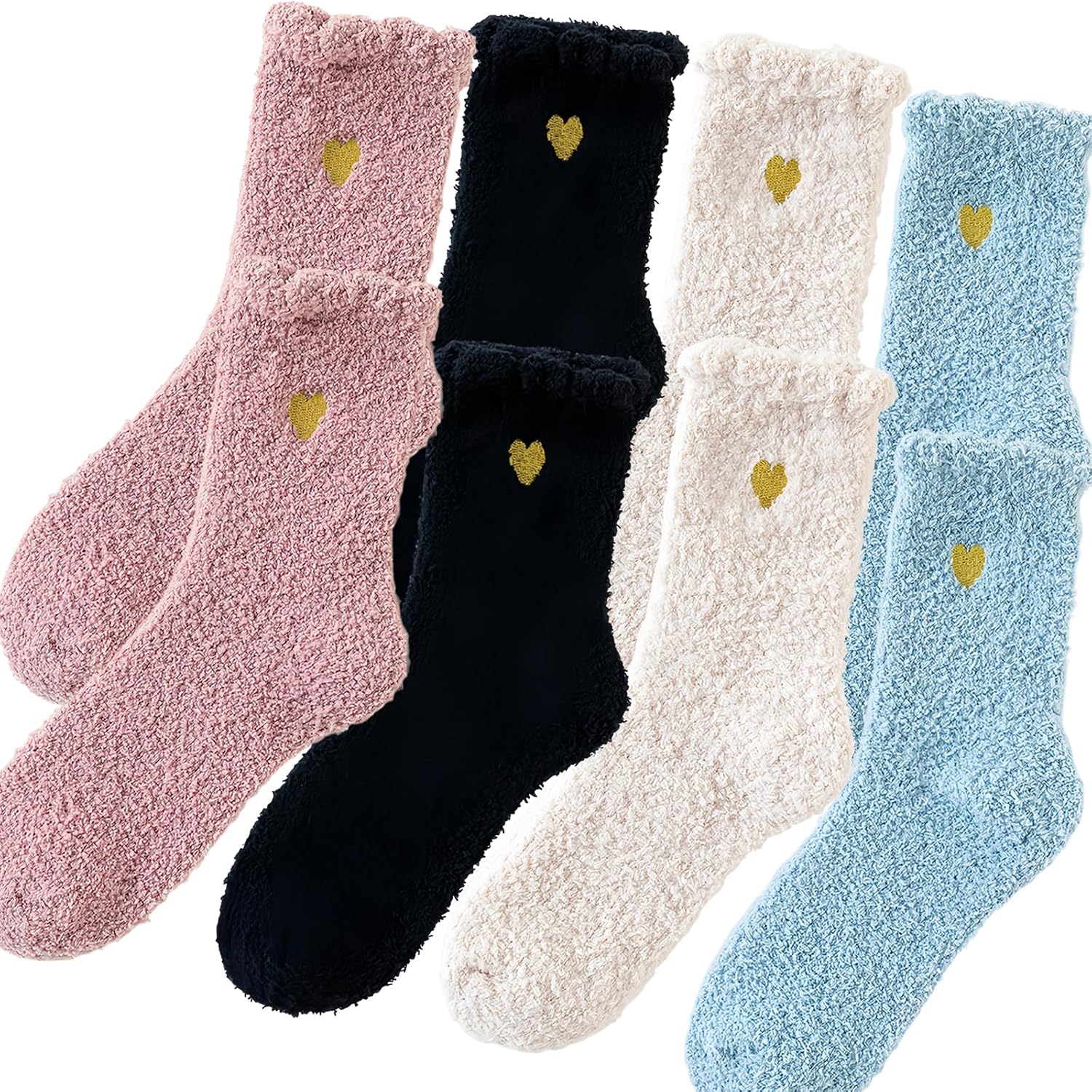 iuiiaii 4 Pairs Fluffy Bed Socks