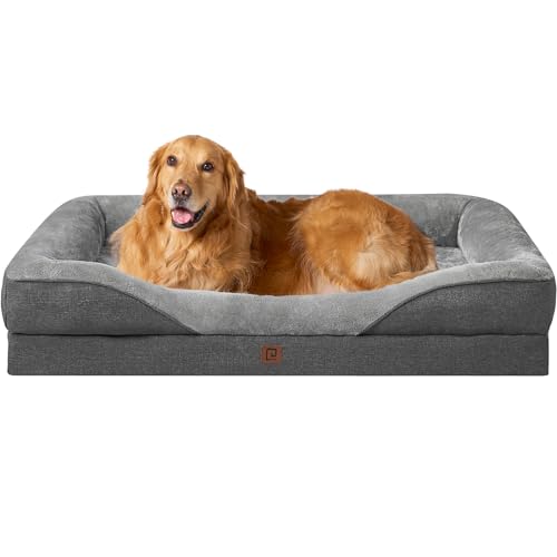 EHEYCIGA XL Dog Bed Memory Foam, Extra Large Orthopedic Dog Beds Sofa with Sides and Waterproof Liner, Pet Couch with Washable Removable Cover and Non-Slip Bottom, 106.7x76x18.9cm, Dark Grey - Featured