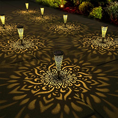 gardencave 6 Pack Solar Lights Outdoor Garden Decorative Solar Garden Lights with Warm Light Waterproof Solar Pathway Landscape Lights for Path Patio Backyard Walkway Yard Lawn Decor (Black, 6Pcs) - Featured