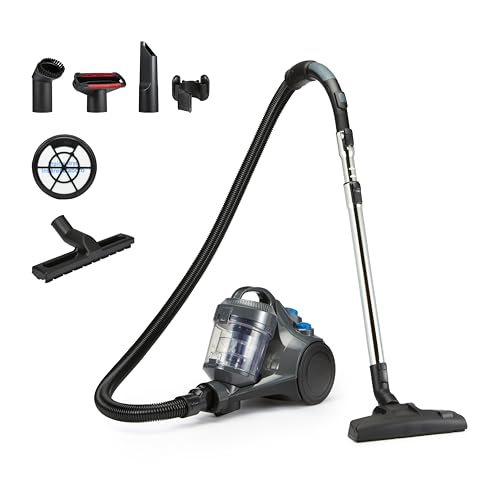 Amazon Basics Cylinder Vacuum Cleaner Bagless 1.3L Compact Lightweight with Triple-Action Nozzle, HEPA Filter, 850W, for Carpet and Hard Floor, Grey - Featured