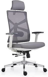 Ergonomic Office Chair with Adaptive Backrest, High Back Computer Desk Chair with 4D Armrests, Adjustable Seat Depth, Lumbar Support and 2D Headrest, Swivel Task Chair, White - Featured