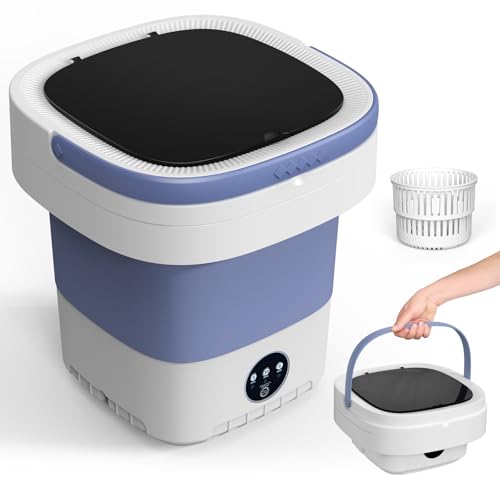 Portable Washing Machine, 12L Upgraded Mini Washing Machine With Spin Basket, Foldable Camping Washing Machine for Underwear, Baby Clothes Socks, Small Washing Machine for Apartments, Dorm,RV, Travel - Featured