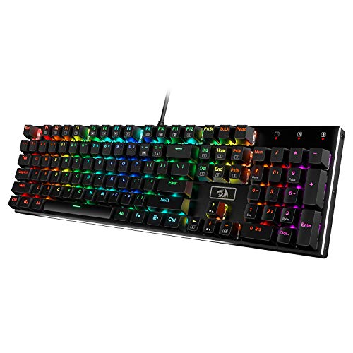 Redragon K556 RGB LED Backlit Wired Mechanical Gaming Keyboard, Full Keys Anti-Ghosting with Solid Heavy Aluminum Base, 104 Standard Keys with Soft Tactile Brown Switches, US Layout - Featured