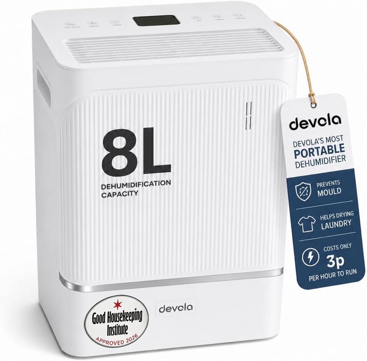 Devola 8L/Day Portable Compressor Dehumidifier