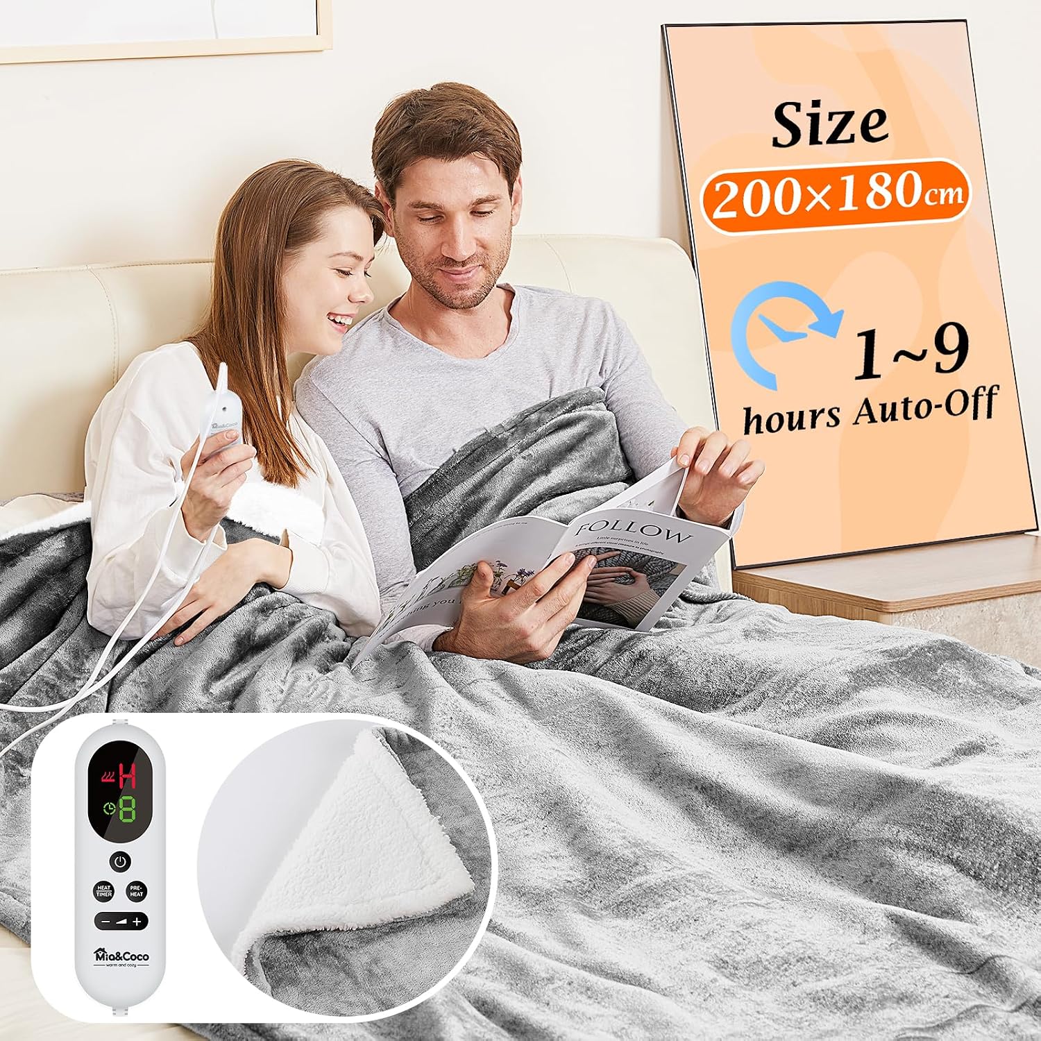 Mia&Coco Electric Heated Blanket King Size 200x180cm