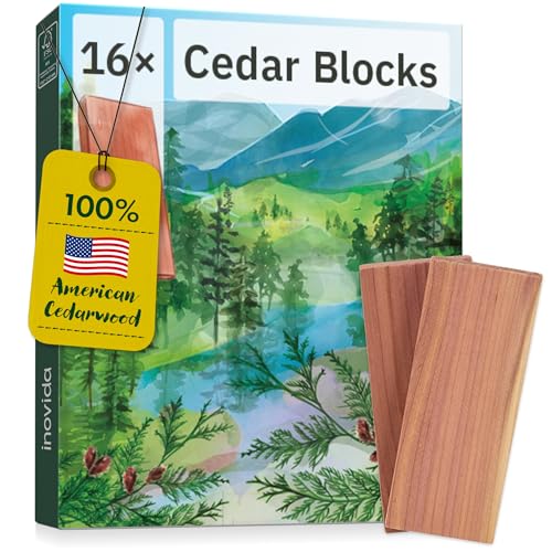 Cedarwood Moth Repellent Planks : 16 Wardrobe Fresheners – Cedar Wood Blocks as Clothes Moth Repellent – Drawer and Wardrobe Freshener – Cedar Wood Moth Repellent – Anti Moth Cedar Chips – Inovida - Featured