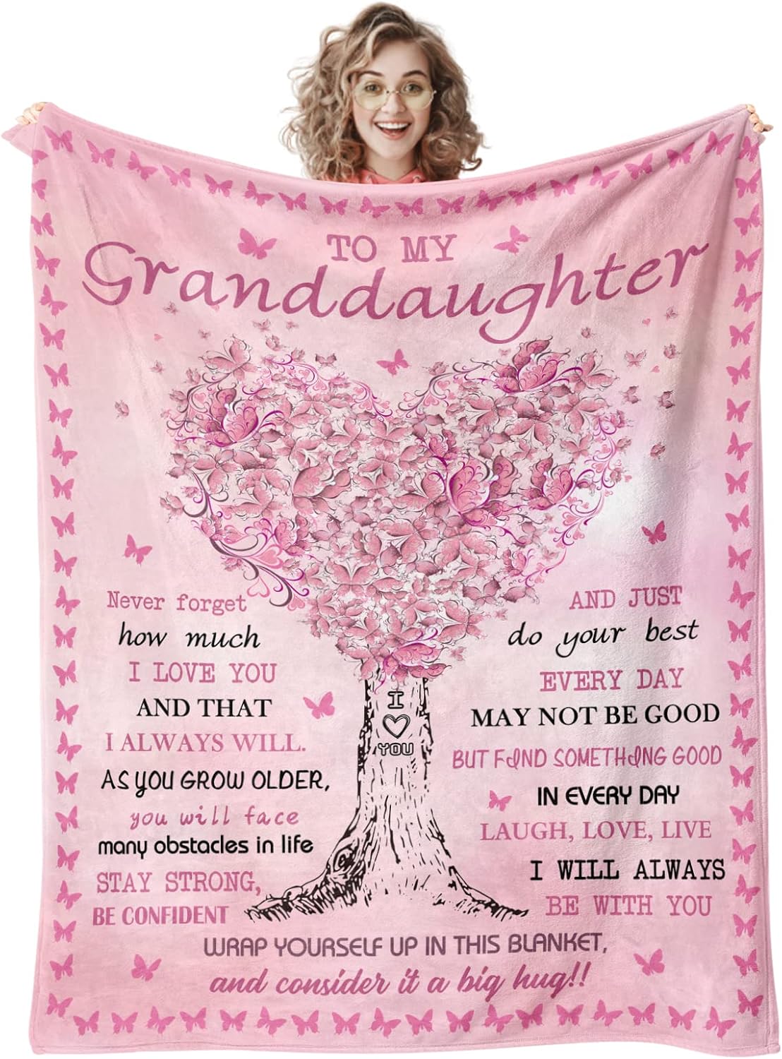 Quilazy Grandma's Granddaughter Cozy Throw Blanket