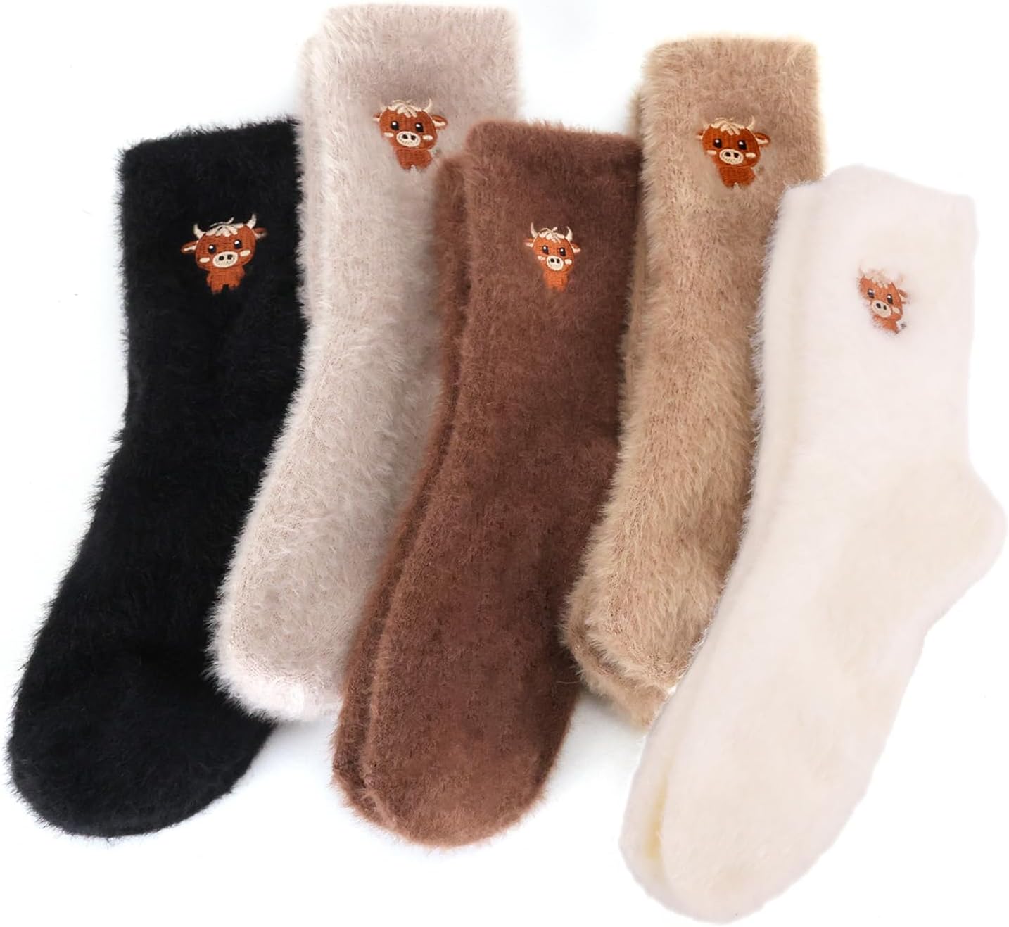 QBEJIME 5 Pairs Fluffy Bed Socks
