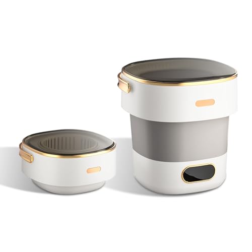 Portable Washing Machine, 16L 2KG Mini Foldable Washer and Spin Dryer With 3 Cleaning Modes, Laundry Machine for Underwear, Baby Clothes, and Small Item, for Camping, RV, Travel, Apartments, Dorm-Grey - Featured