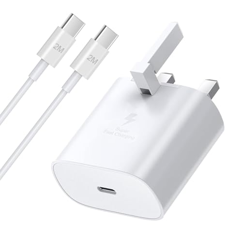 Samsung Fast Charger, Samsung USB C Fast Charging Plug UK and 2M Cable USBC to Type C for Galaxy S25 S24 S23 S22 S21 S20 A33 A34 A35 A36 A56 A55 A53 A54 A17 A16 A15 A26 A25 A23 A22 A50 - Featured