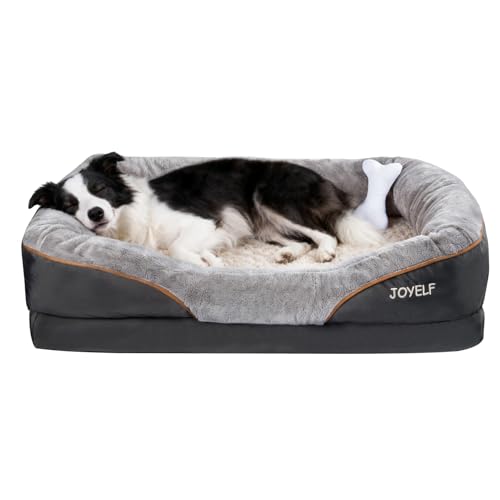 JOYELF Large Memory Foam Dog Bed, Orthopedic Dog Bed & Sofa with Removable Washable Cover and Squeaker Toys as Gift - Featured