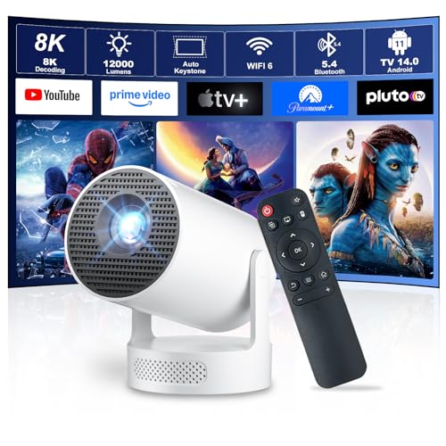 [Built-in Apps & 2026 Upgraded] Salange HY300 Ultra Mini Projector Wifi6 Bluetooth5.4,300ANSI Lumen Smart Projector Android Support 8K 1080P Video Decoding,Outdoor Portable Projectors for Home Cinema - Featured