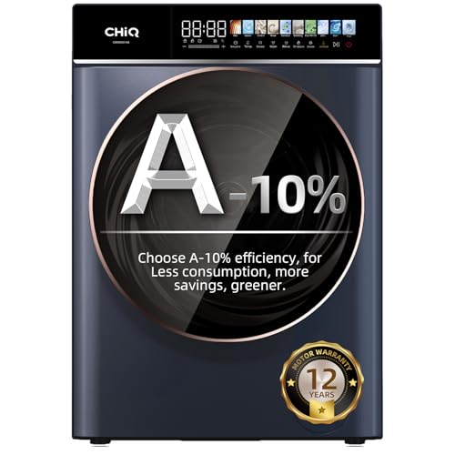 CHiQ CW106581AXU Washing Machine, 10kg, 1400rpm, BLDC Inverter Motor, 12 Washing Cycles, Steam Care, LED Touchscreen, Grey - Featured