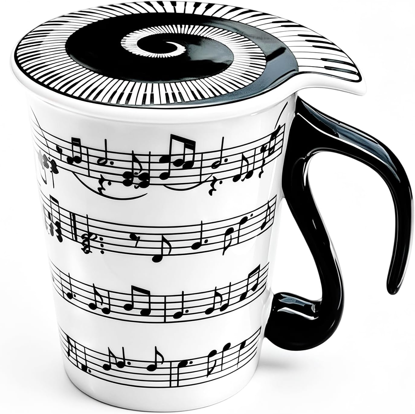 Cisixin Music Notes Ceramic Mug with Lid