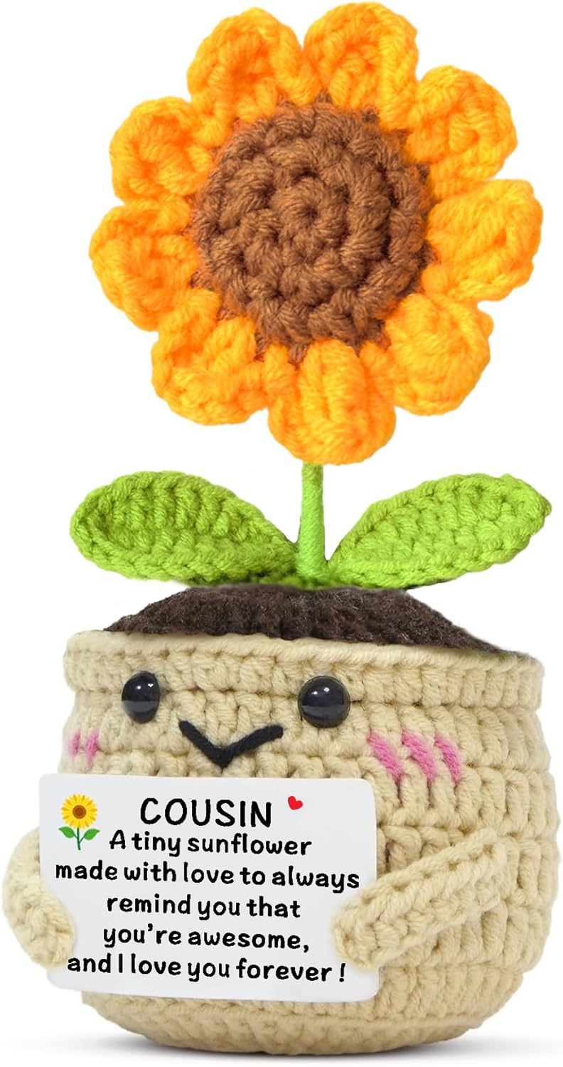 JETTOP Cousin Gift Positive Crochet Sunflower