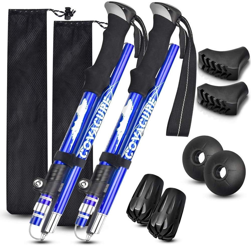 COVACURE Walking Poles - 2 Pack Lightweight Collapsible Walking Sticks