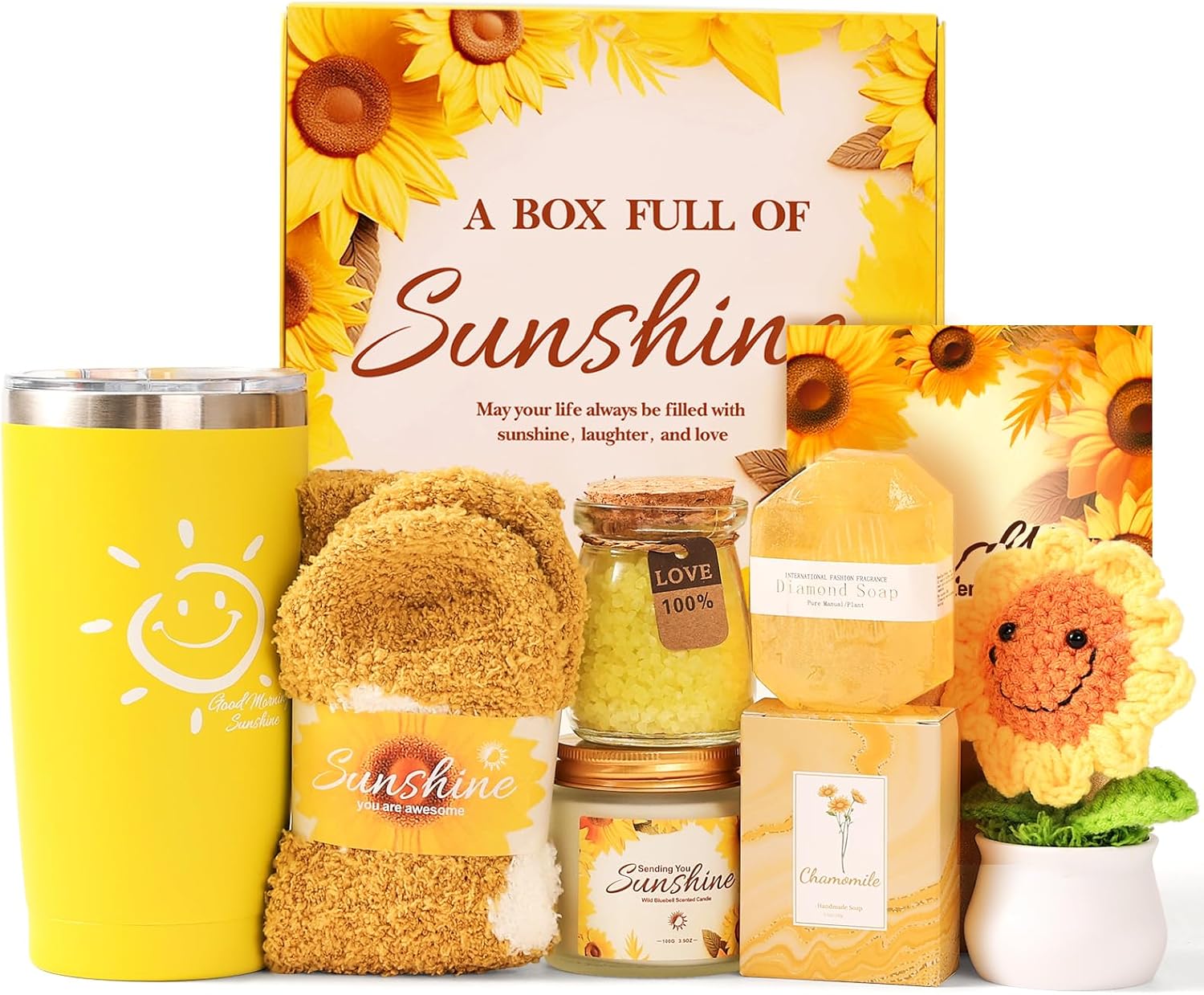 Amzsudy 7 Piece Sunshine Self Care Gift Set