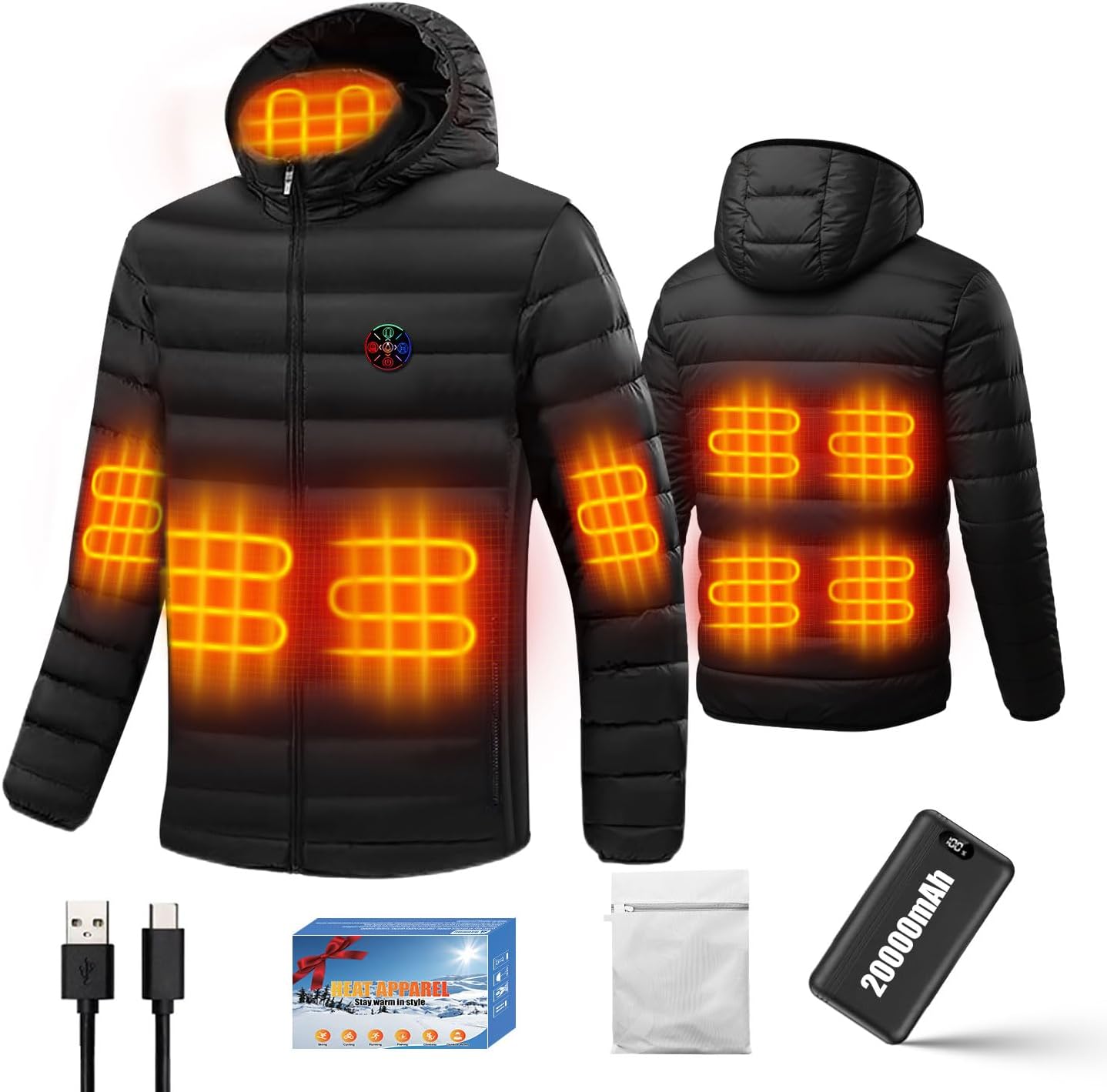 Monkrict Heated Jacket with 20000mAh Power Bank
