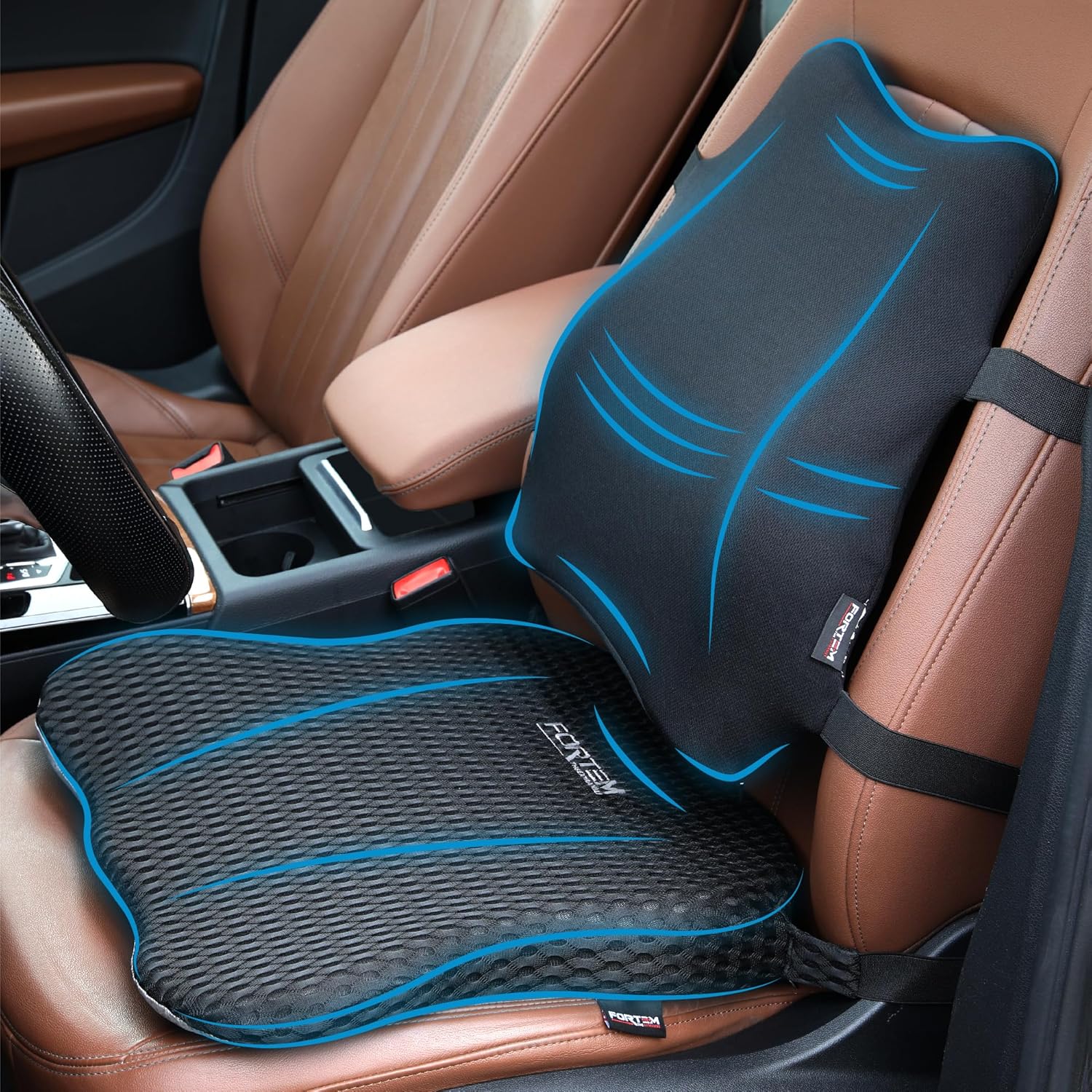 FORTEM Car Seat Cushion and Lumbar Support Pillow