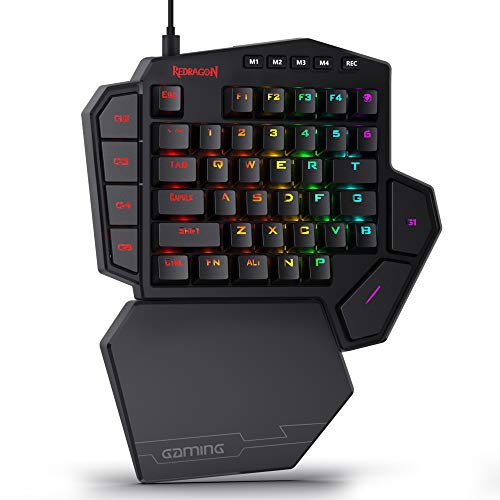 Redragon K585 DITI One-Handed RGB Mechanical Gaming Keyboard, Brown Switches, Type-C Professional Gaming Keypad with 7 Onboard Macro Keys, Detachable Wrist Rest, 42 Keys - Featured