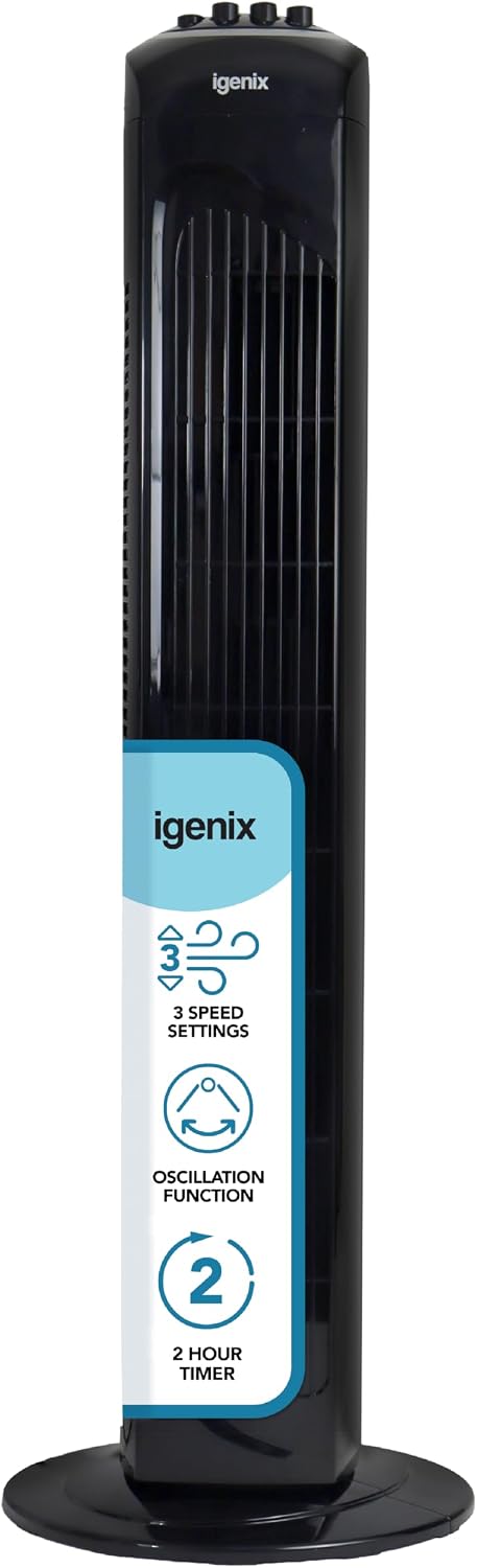 Igenix DF0030BL 30 Inch Oscillating Tower Fan