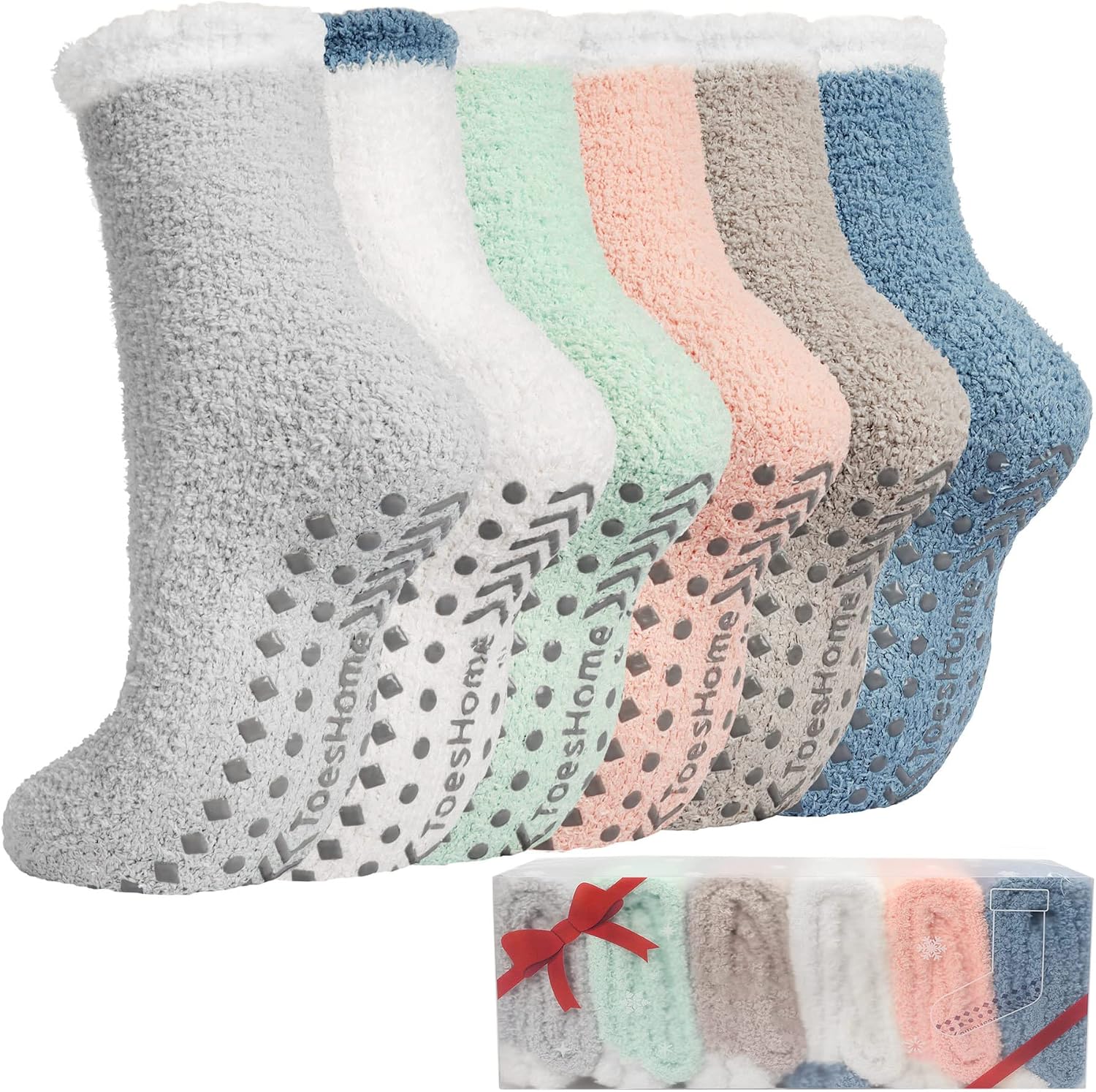 Toes Home Fluffy Slipper Socks 5/6 Pairs