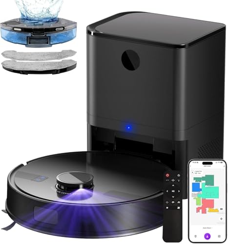 MONSGA MS1MAX Robot Vacuum with Mop, 5000Pa Strong Suction, Lidar Navigation Robotic Vacuum with 3.5L Self-Empty Station, 180mins Runtime, APP/Remote/Voice Control, for Hard Floors and Carpets - Featured