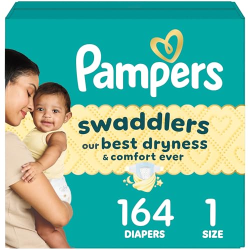 Pampers Swaddlers Unisex Disposable Diapers Stage 1, 164 Units, Ideal for Babies Between 4 and 6 Kg - Featured
