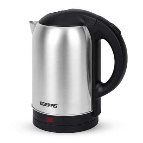 GEEPAS Electric Kettle | 1.8L Cordless Stainless Steel Jug Kettle with LED Indicator | Fast Boiling for Hot Water Tea Coffee | Boil Dry Protection Auto Shut Off Swivel Base 1800W - Featured