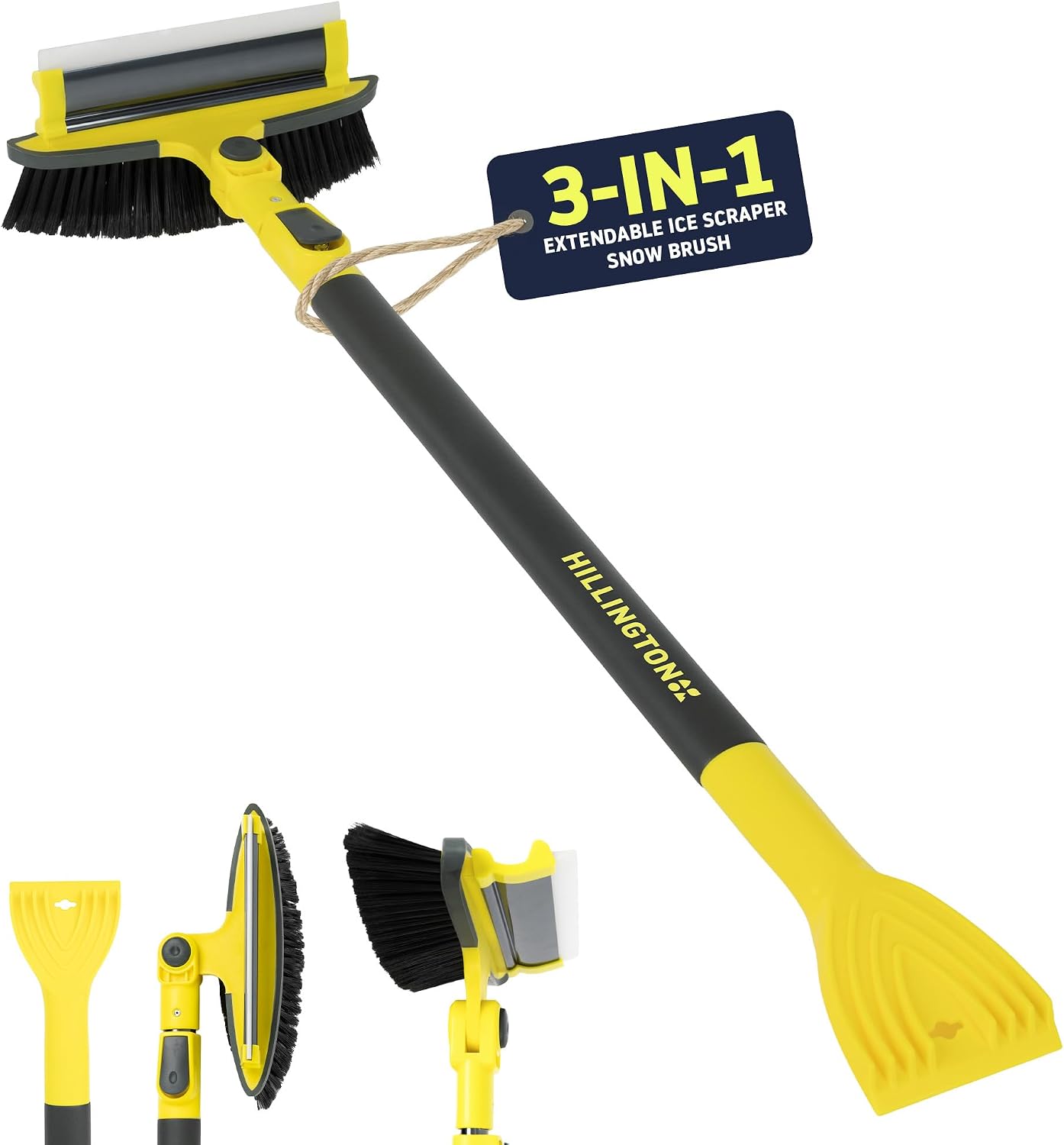 Hillington 3-in-1 Extendable Ice Scraper Snow Brush