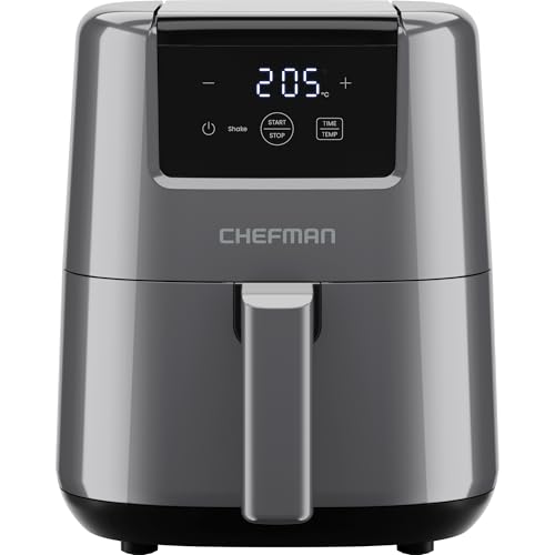 Chefman 2L Mini Air Fryer – Digital Space-Saving Compact Air Fryer with Nonstick and Dishwasher Safe Basket, Quick & Easy Meals in Minutes, Features Digital Timer and Shake Reminder – Grey - Featured