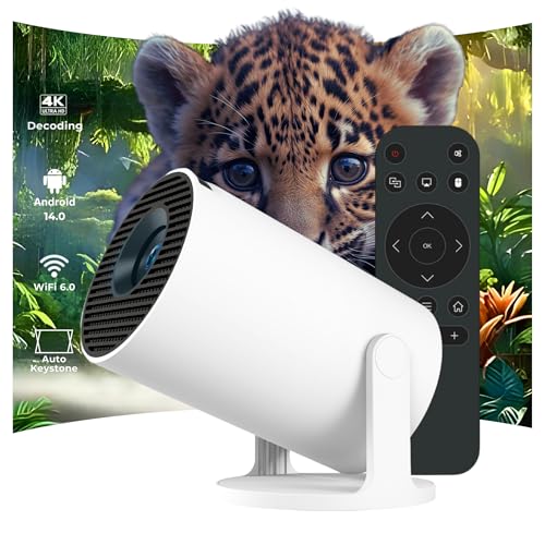 2026 OptiZen Pro+ 4K Smart Projector with Android, Auto Focus & Keystone, WiFi Bluetooth Portable Home Cinema Projector, 12,000 Lumens, 180° Rotation, HDMI USB TV Stick Compatible - Featured