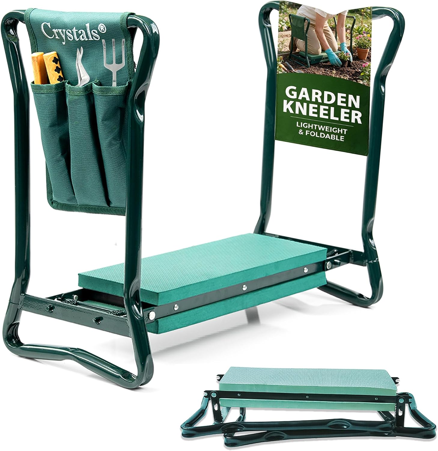 Crystals Garden Kneeler Seat with Handles and Tool Bag