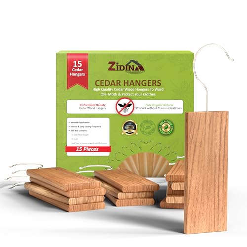 Zidina 15 Pack Cedarwood Moth Repellent for Wardrobes and Drawers – 100% Natural Hanging Cedar Blocks for Clothes Storage | Chemical-Free, Long-Lasting Moth Repellent for Clothes - Featured