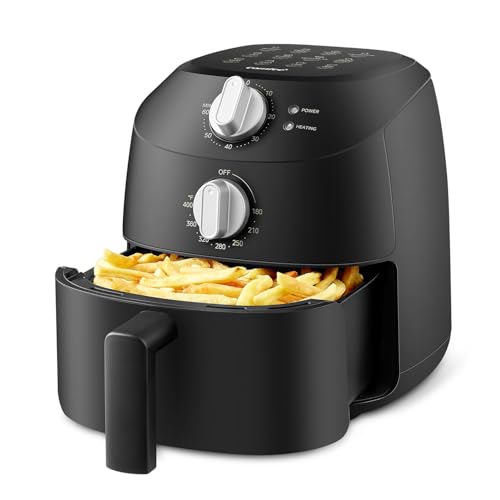 Midea Compact 2L Air Fryer – 12 Preset Menus, Adjustable Timer, 80-200°C Temperature Control, 1150W, Dishwasher-Safe Non-Stick Basket, BPA-Free, Space-Saving Design – Ideal for Small Kitchens (Black) - Featured