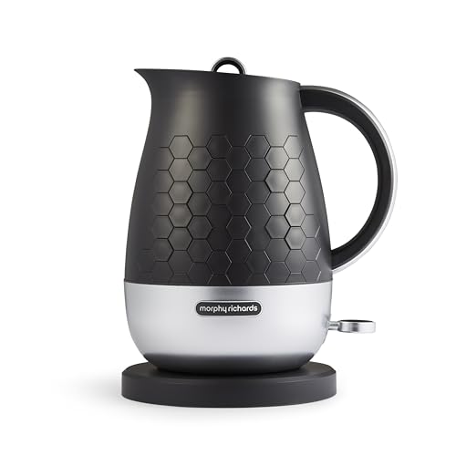 Morphy Richards Cassini Jug Kettle, 1.7L, 3Kw Rapid Boil, Precision Pour Spout, Boil Dry Protection, Cord Storage, Anti-Limescale Filter, Moonless Night Black & Silver, 103020 - Featured