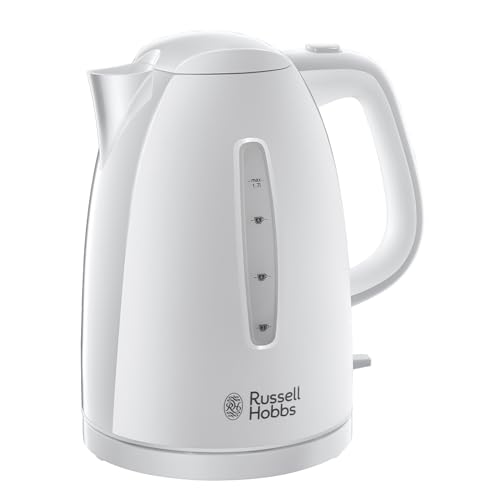 Russell Hobbs Textures Electric 1.7L Cordless Kettle (Fast Boil 3KW, White premium plastic, matt & high gloss finish, Removable washable anti-scale filter, Push to open lid, Perfect pour spout) 21270 - Featured