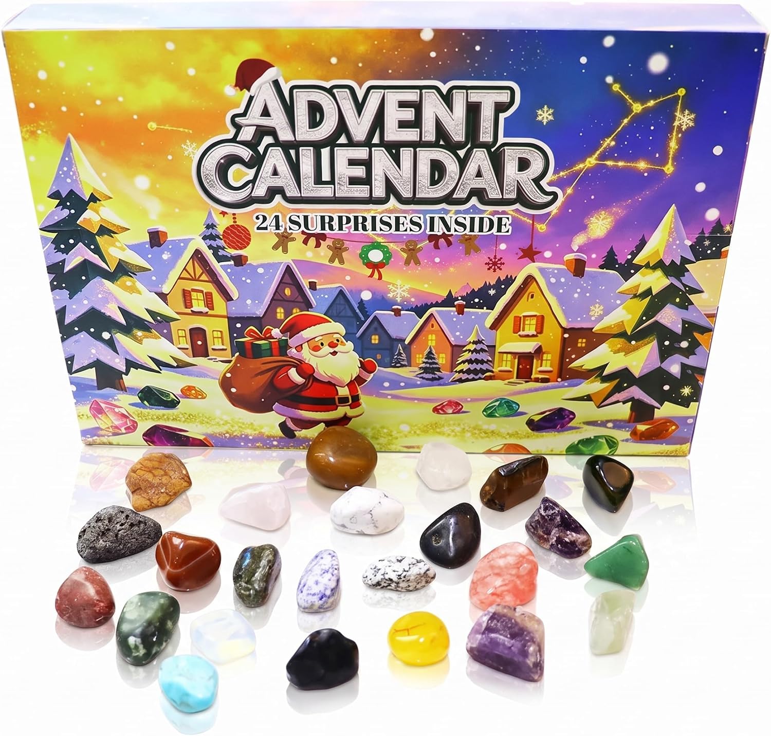 Crystal Advent Calendar 2026 for Kids 24 Natural Gemstones