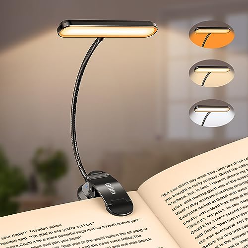 Gritin 19 LED Book Light, Reading Light Book Lamp for Reading at Night with Memory Function, 3 Eye-Protecting Modes& 5 Brightness Levels, Large Lamp Area, Long Battery Life, 360° Flexible for Reader - Featured