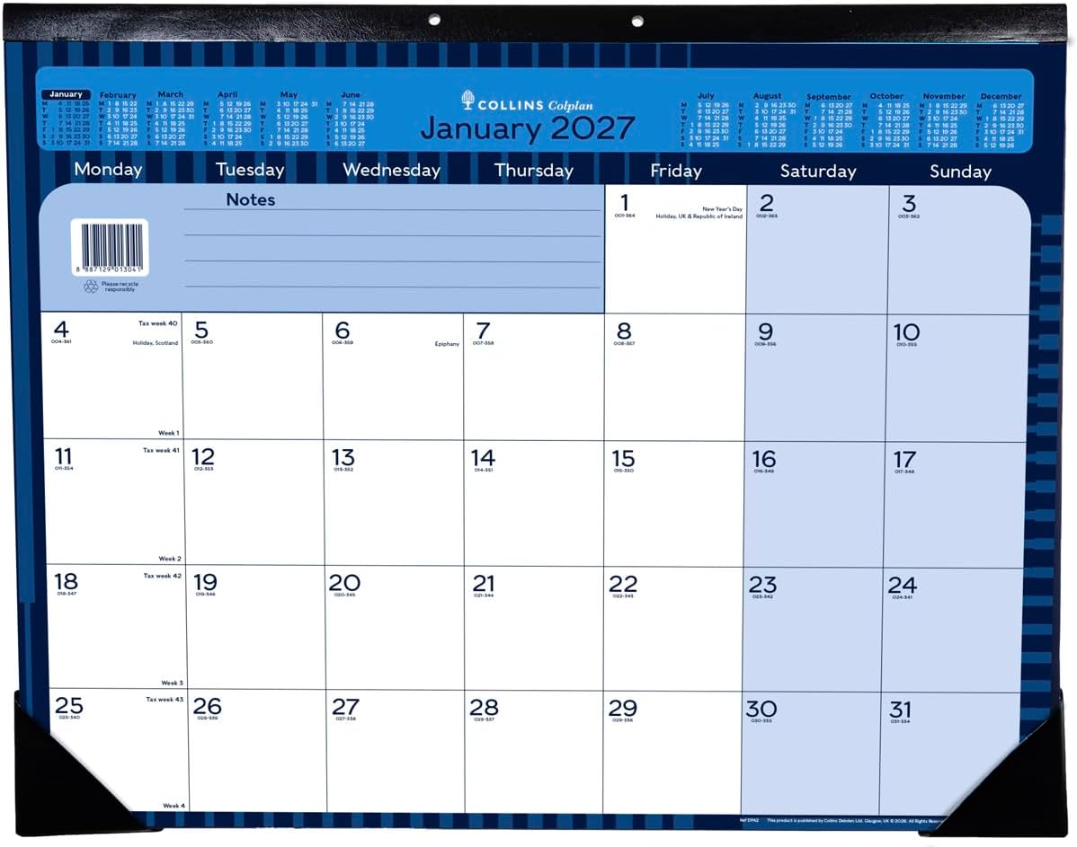 Collins Debden 2027 Calendar Year Planner Desk Pad
