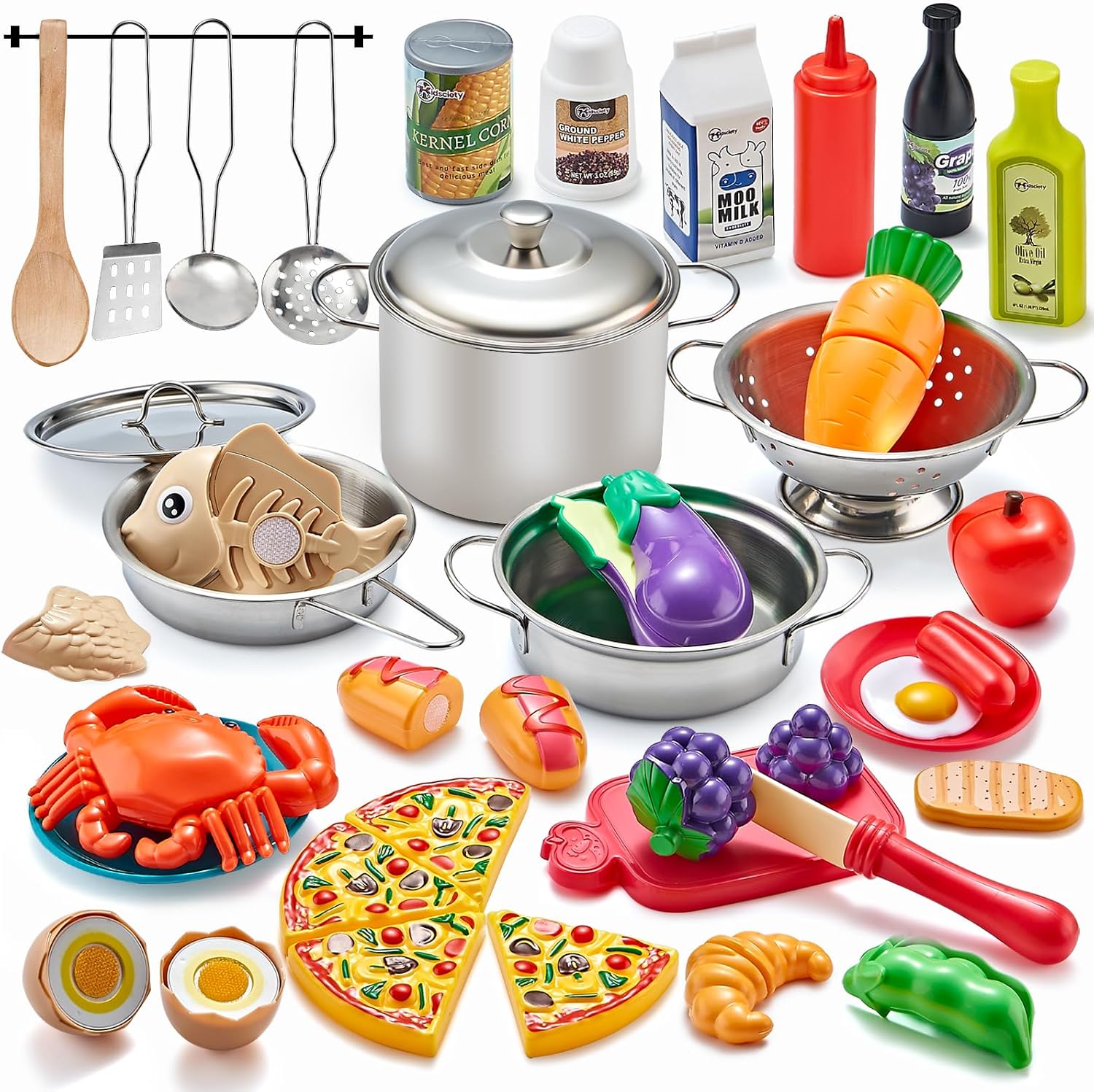Kidsciety 52pc Kids Kitchen Playset with Play Food