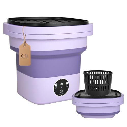 DMJJSD Portable Washing Machine, 6.5L Foldable Mini Washing Machine & Spin Basket, 3 Cleaning Modes Small Camping Washing Machines for Baby Clothes and Underwear - Featured