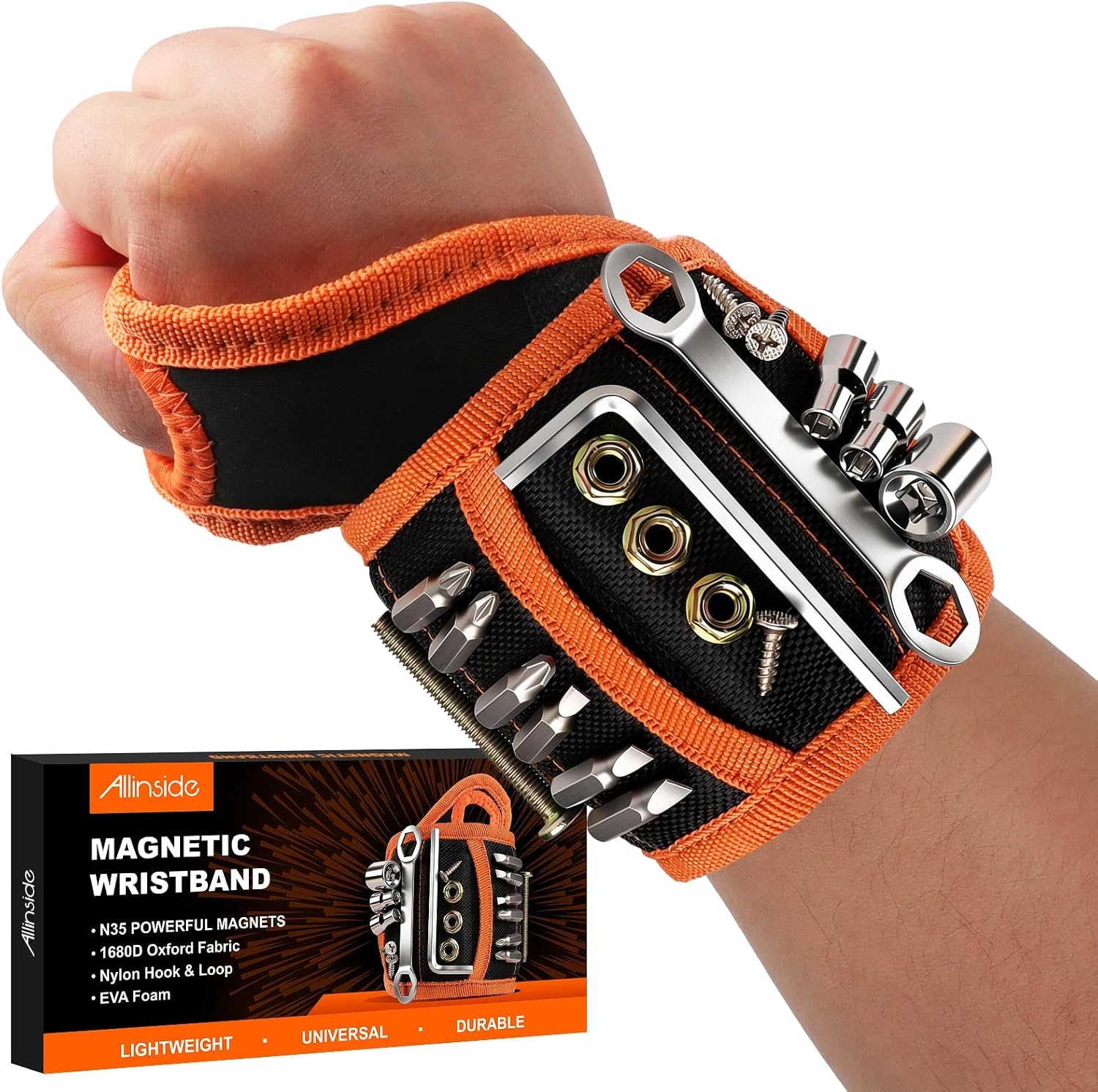 Allinside Magnetic Wristband for Tools with 15 Magnets