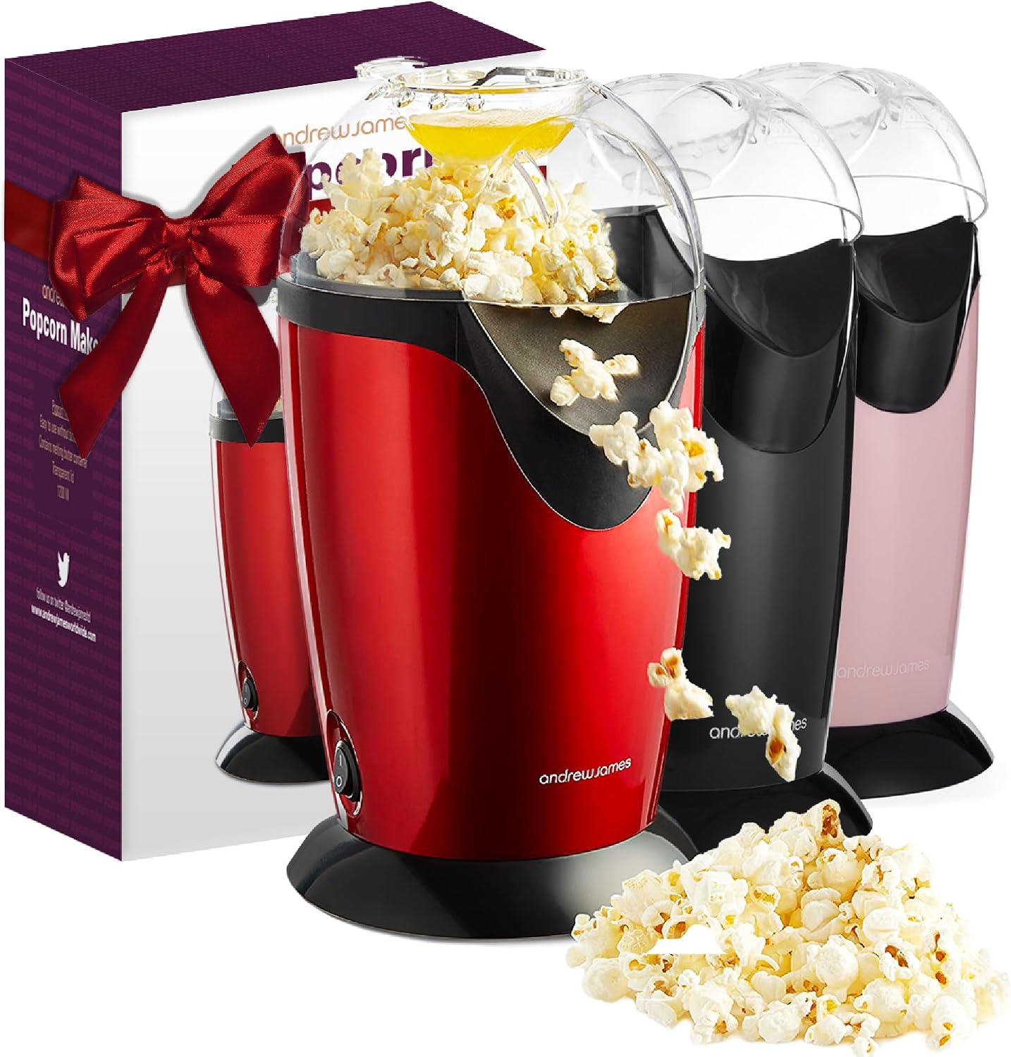 Andrew James Classic Popcorn Maker with 8 Retro Popcorn Boxes