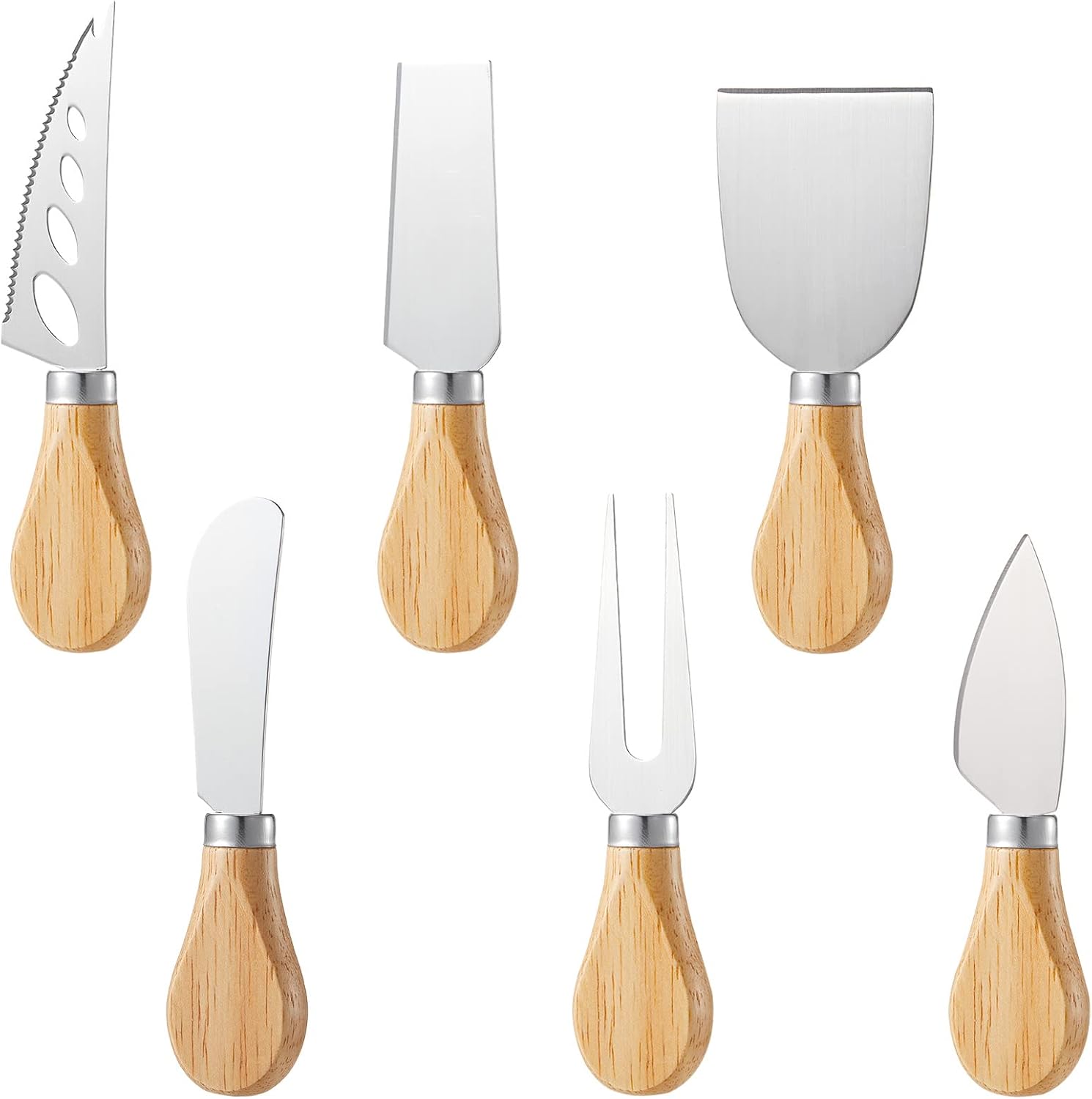 Daucin 6 Piece Cheese Knife Set with Oak Handles