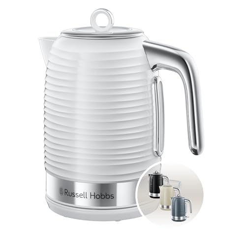 Russell Hobbs Inspire Electric 1.7L Cordless Kettle (Fast Boil 3KW, White premium textured plastic, high gloss finish, Removable washable anti-scale filter, Pull off lid, Perfect pour spout) 24360 - Featured