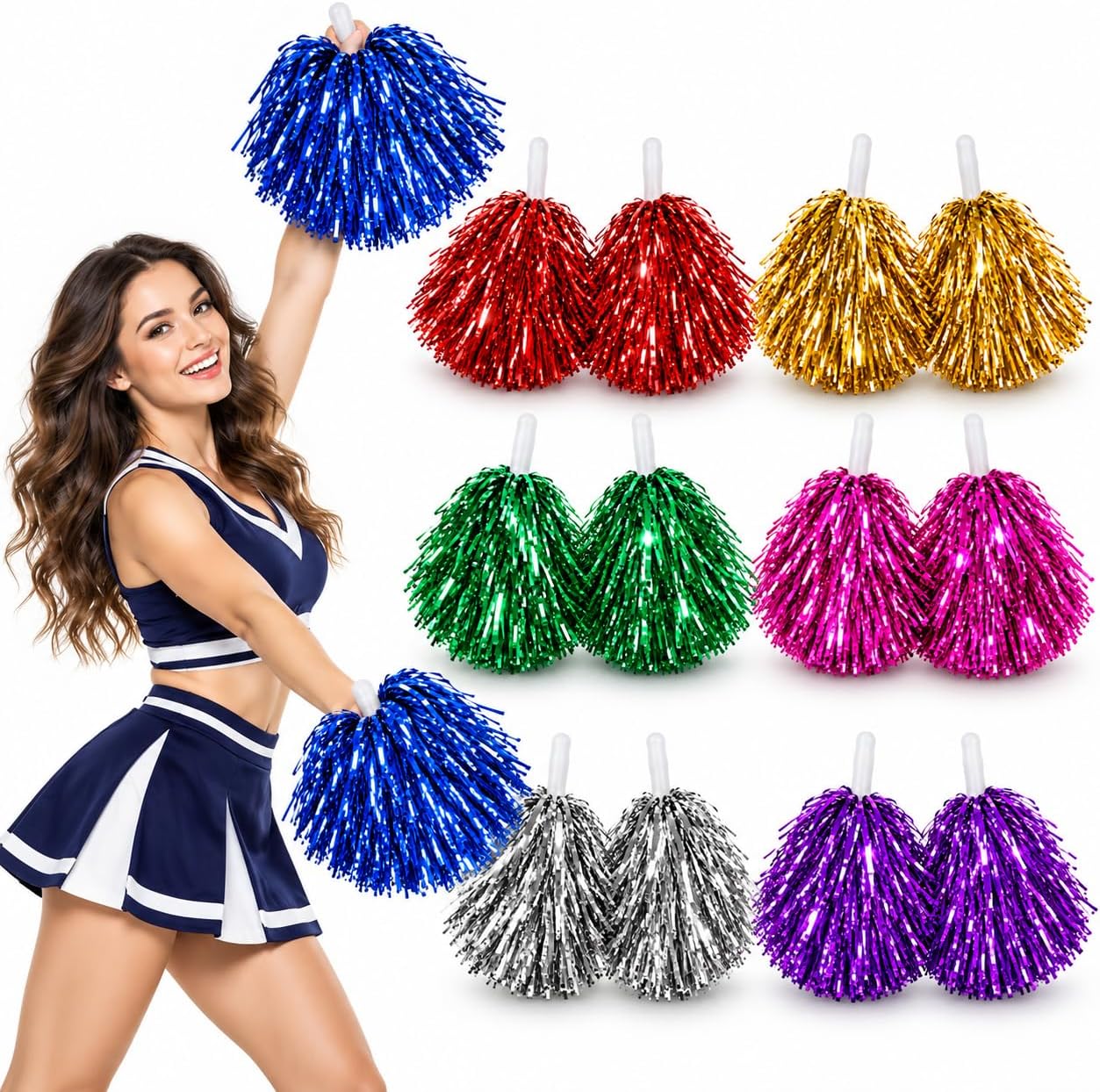 Buuraqq 14Pcs Cheerleading Pom Poms