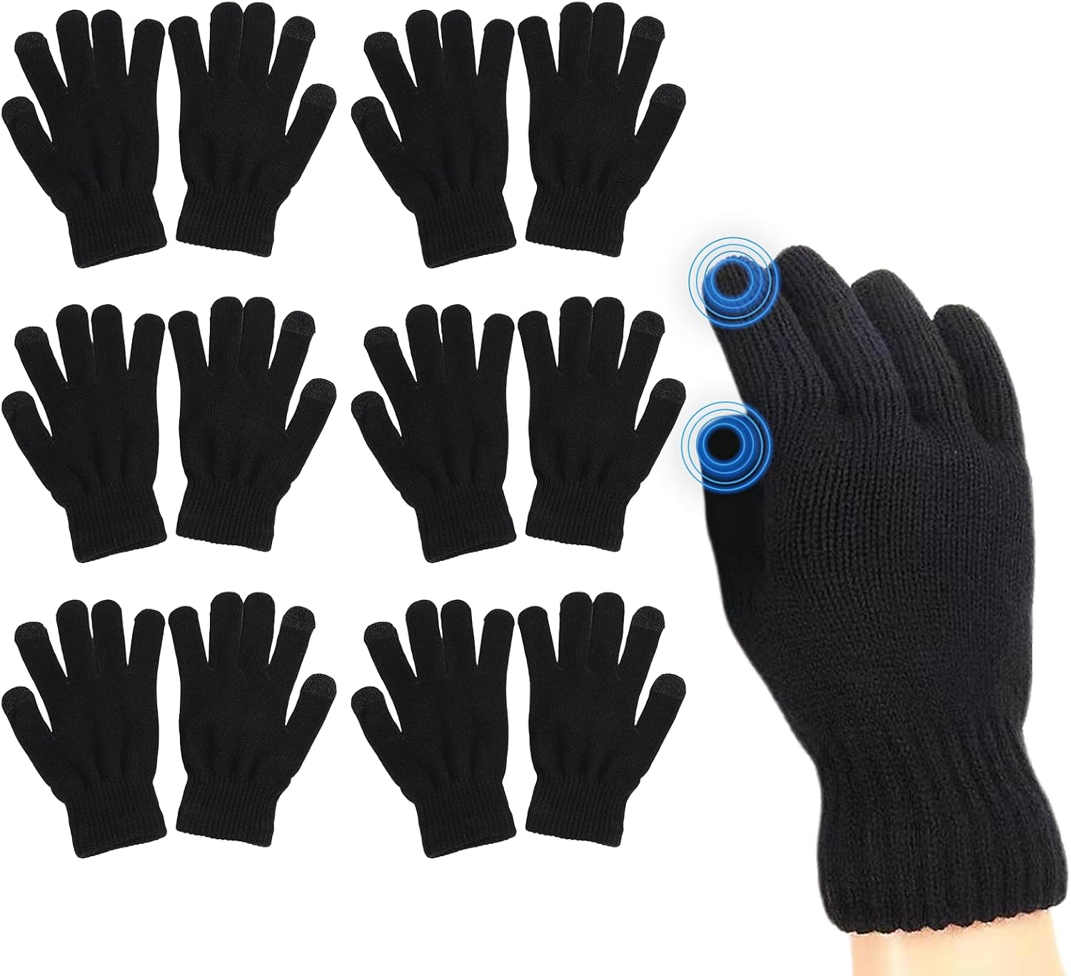 6 Pairs Unisex Touch Screen Thermal Gloves