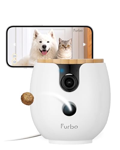 Furbo Mini 360º NEW Pet Camera: Home Security Camera w/Barking/Meowing Alerts, Rotating Pet Treat Dispenser w/Phone App, Smart Indoor Cam with 2-Way Speaker & Night Vision (No Subscription Required) - Featured