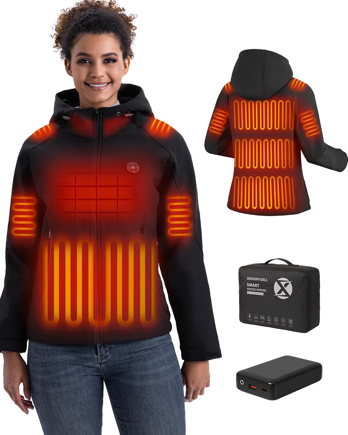 XINSONYUELL Women's Heated Jacket with 16000mAh Battery